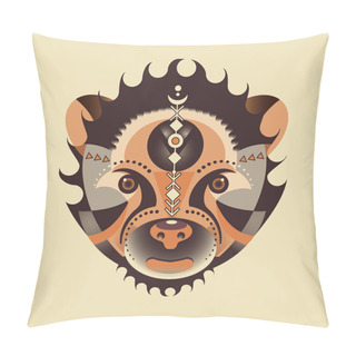 Personality  Ethnic Animal. Geometry Bear Head. Pillow Covers