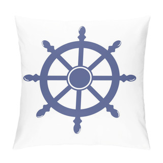 Personality  Ship Wheel Banner Isolated On White Background. Vector Illustration Pillow Covers