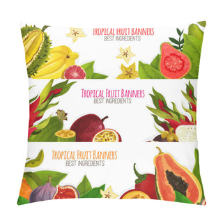 Personality  Exotic Tropical Fresh Fruits Vector Banners Set Pillow Covers