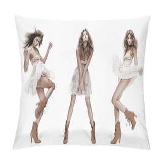 Personality  Triple Image Of Fashion Model In Different Poses Pillow Covers