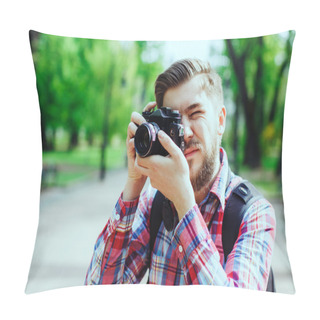 Personality  Young Man Photographe Pillow Covers