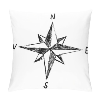 Personality  Vector Compass Rose Hand Drawn Illustration Pillow Covers