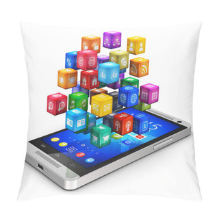 Personality  Smartphone With Cloud Of Icons Pillow Covers