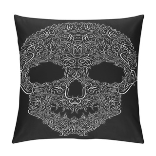 Personality  Human Skull From Floral Elements On A Black Background Pillow Covers