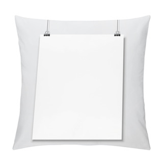 Personality  Empty White A4 Sized Vector Paper Mockup Hanging With Paper Clip Pillow Covers