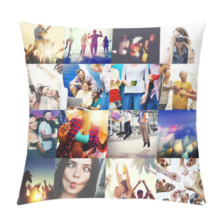 Personality  Diversity People At Party In Collage  Pillow Covers