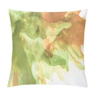 Personality  Beautiful Brown And Green Splashes Of Alcohol Inks As Abstract Background Pillow Covers