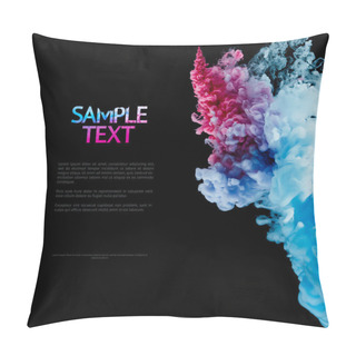 Personality  Color Splashes Of Ink Isolated On Black Background. Abstract Paint In Water Motion. Swirling Colorful Drops Pillow Covers