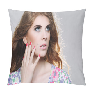 Personality Portrait Of A Beautiful Woman With Long Hair Pillow Covers
