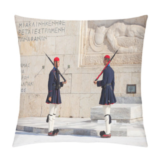 Personality  Evzone Guarding Parliament, Athens Pillow Covers