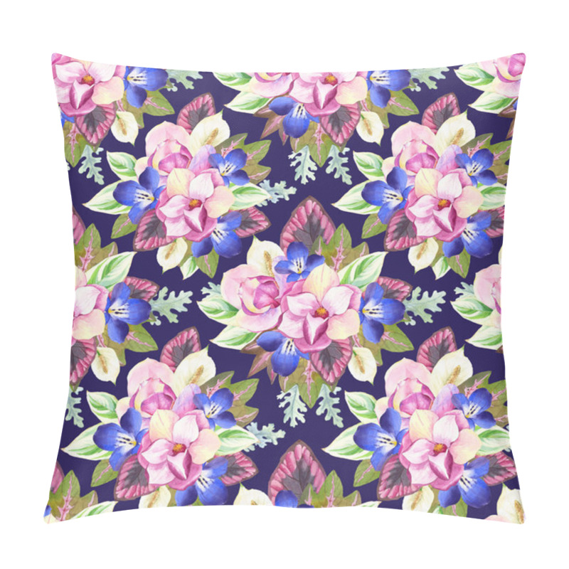 Personality  Seamless background with watercolor tropical flowers. pillow covers