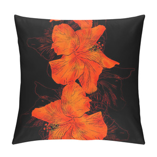 Personality  Seamless Pattern With Hibiscuses Pillow Covers