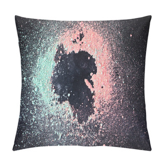 Personality  Colorful Background Of Chalk Powder. Multicolored Dust Particles Splattered On Black Background. Pillow Covers