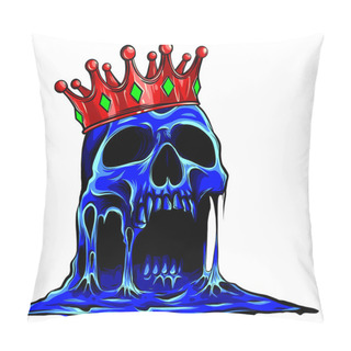 Personality  Hand Drawn King Skull Wearing Crown. Vector Illustration Pillow Covers