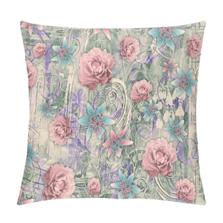 Personality  Seamless Watercolor Flower Design With Digital Texture Pillow Covers