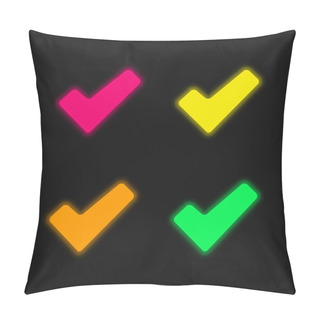 Personality  Approve Signal Four Color Glowing Neon Vector Icon Pillow Covers