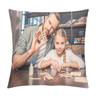 Personality  Father And Daughter Making Figure Pillow Covers