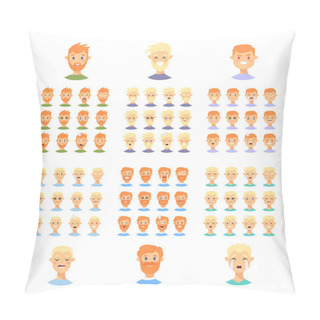 Personality  Set Of Male Emoji Characters. Cartoon Style Emotion Icons. Isola Pillow Covers