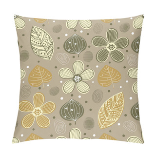 Personality  Vector Vintage Seamless Print With Simple Flowers, Leaves And Abstract Elements Pillow Covers
