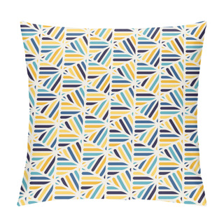 Personality  Vector Seamless Blue Yellow White Rounded  Triangle Lines Lace Grid Pattern Pillow Covers