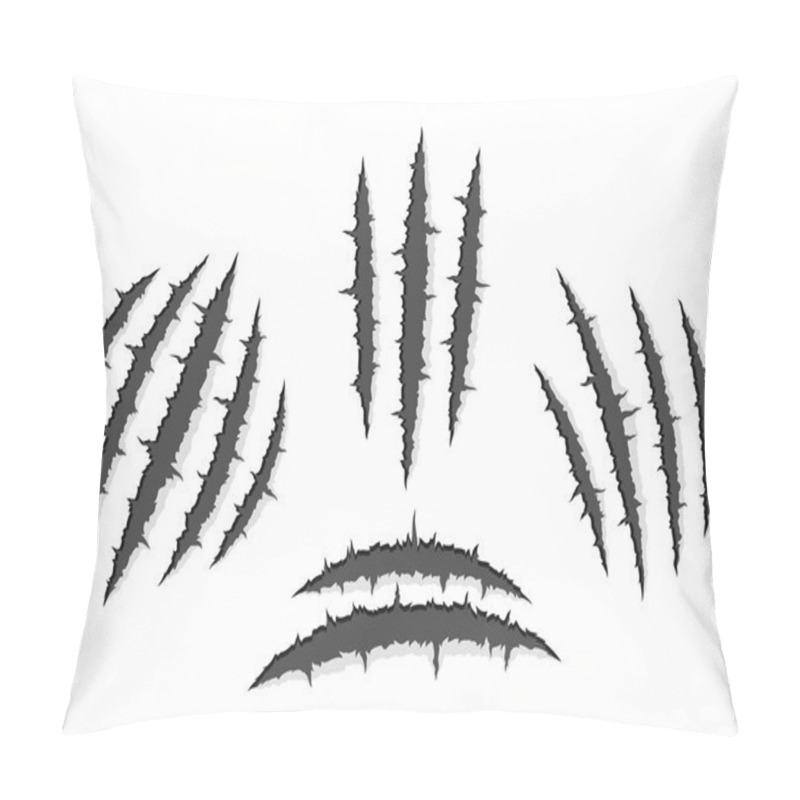 Personality  Monster claw, hand scratch, rip through white background pillow covers