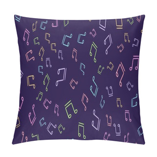 Personality  Seamless Pattern Notes, Sounds Music Glowing Desktop Icon, Neon Sticker, Neon Notes, Sounds Music Figure, Glowing Figure, Neon Geometrical Figures . High Quality Illustration Pillow Covers