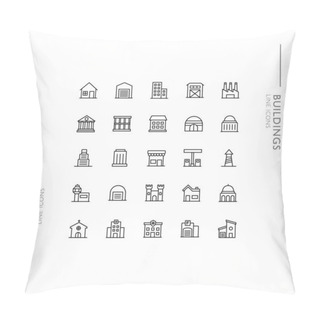 Personality  Buildings And Construction Minimalistic Slim Modern Line Icons Pillow Covers