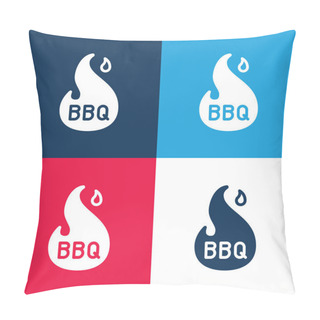 Personality  Bbq Blue And Red Four Color Minimal Icon Set Pillow Covers