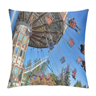 Personality  Russia, St. Petersburg 05.10,2013 Visitors To The Amusement Park Circling On The Carousel Pillow Covers