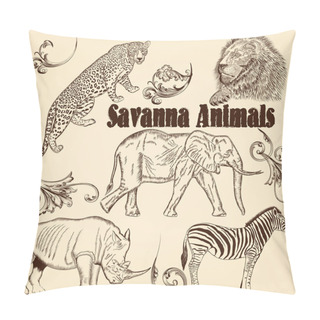 Personality  Collection Of Vector Animals  African Savanna Pillow Covers