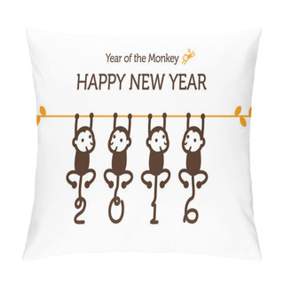 Personality  New Year Card With Monkey Pillow Covers