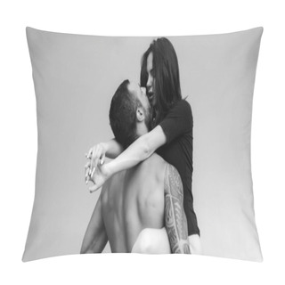 Personality  Love Story. Beautiful Young Couple Hugging. Couple Is Hugging. Passion Love Couple. Handsome Muscular Guy And Amazing Sexy Woman. Cosmopolitan Couple. Love And Flirt Pillow Covers