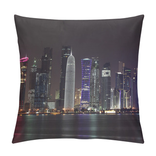 Personality  Doha Skyline At Night, Qatar, Middle East Pillow Covers