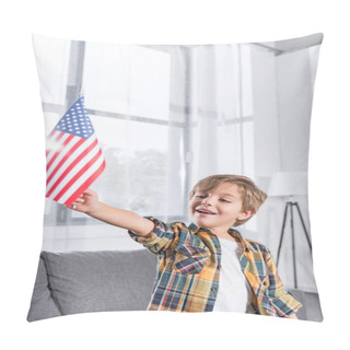 Personality  Boy Holding Usa Flag Pillow Covers