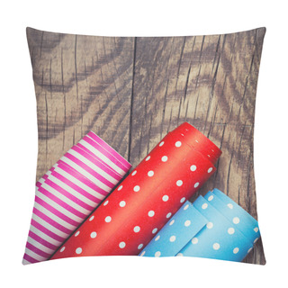 Personality  Rolls Of Colored Wrapping Paper Pillow Covers