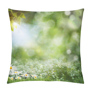 Personality  Seasonal Natural Backgrounds With Daisy Flowers Pillow Covers