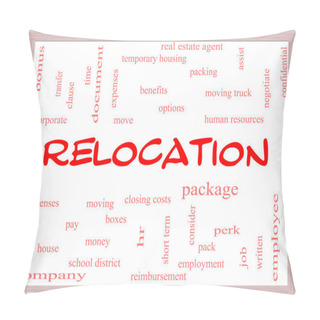 Personality  Relocation Word Cloud Concept On A Whiteboard Pillow Covers