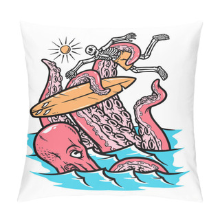 Personality  Octopus Attacks Surfers Vector Illustration Pillow Covers