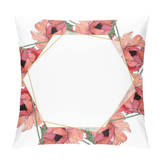 Personality  Poppy Floral Botanical Flower. Watercolor Background Illustration Set. Frame Border Ornament Square. Pillow Covers