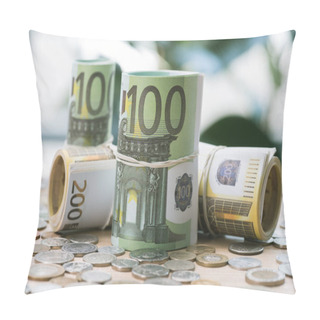 Personality  Euro Banknotes And Coins Pillow Covers