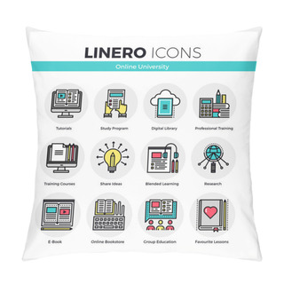 Personality  Online University Linero Icons Set Pillow Covers