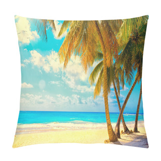 Personality  Art Beautiful Sunset Over The Sea With A View At Palms On The Wh Pillow Covers