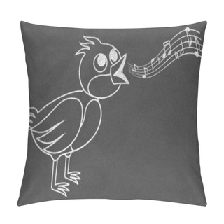 Personality  Singing Bird On Chalkboard Pillow Covers