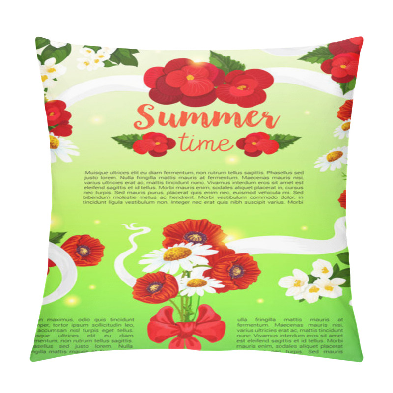 Personality  Vector Greeting Poster Of Summer Flowers Pillow Covers