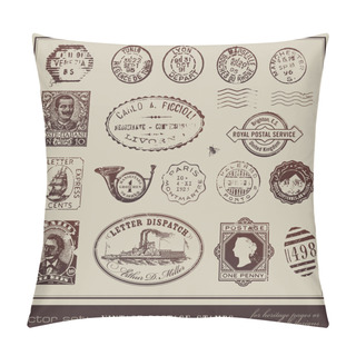 Personality  Vector Set: Vintage Postage Stamps Pillow Covers