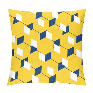 Personality  A Cubist Abstract Box Pattern Illusion In Yellow Pillow Covers