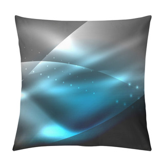 Personality  Neon Wave Background With Light Effects, Curvy Lines With Glittering And Shiny Dots, Glowing Colors In Darkness, Magic Energy Pillow Covers