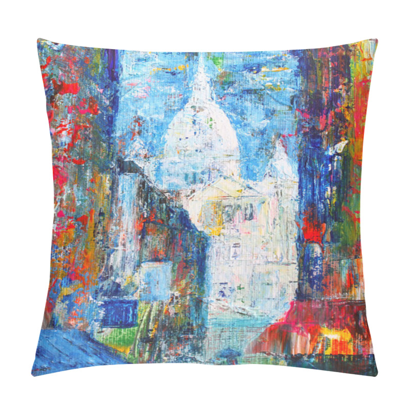 Personality  Montmartre street in the Paris, France painted by acrylic pillow covers