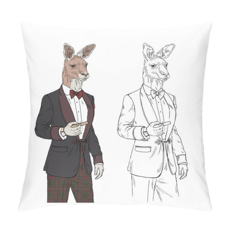 Personality  kangaroo gentleman with cigar pillow covers