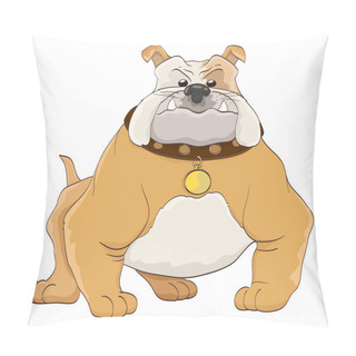 Personality  Cartoon Bulldog With Collar On White. Vector Illustration Of Dog Pillow Covers